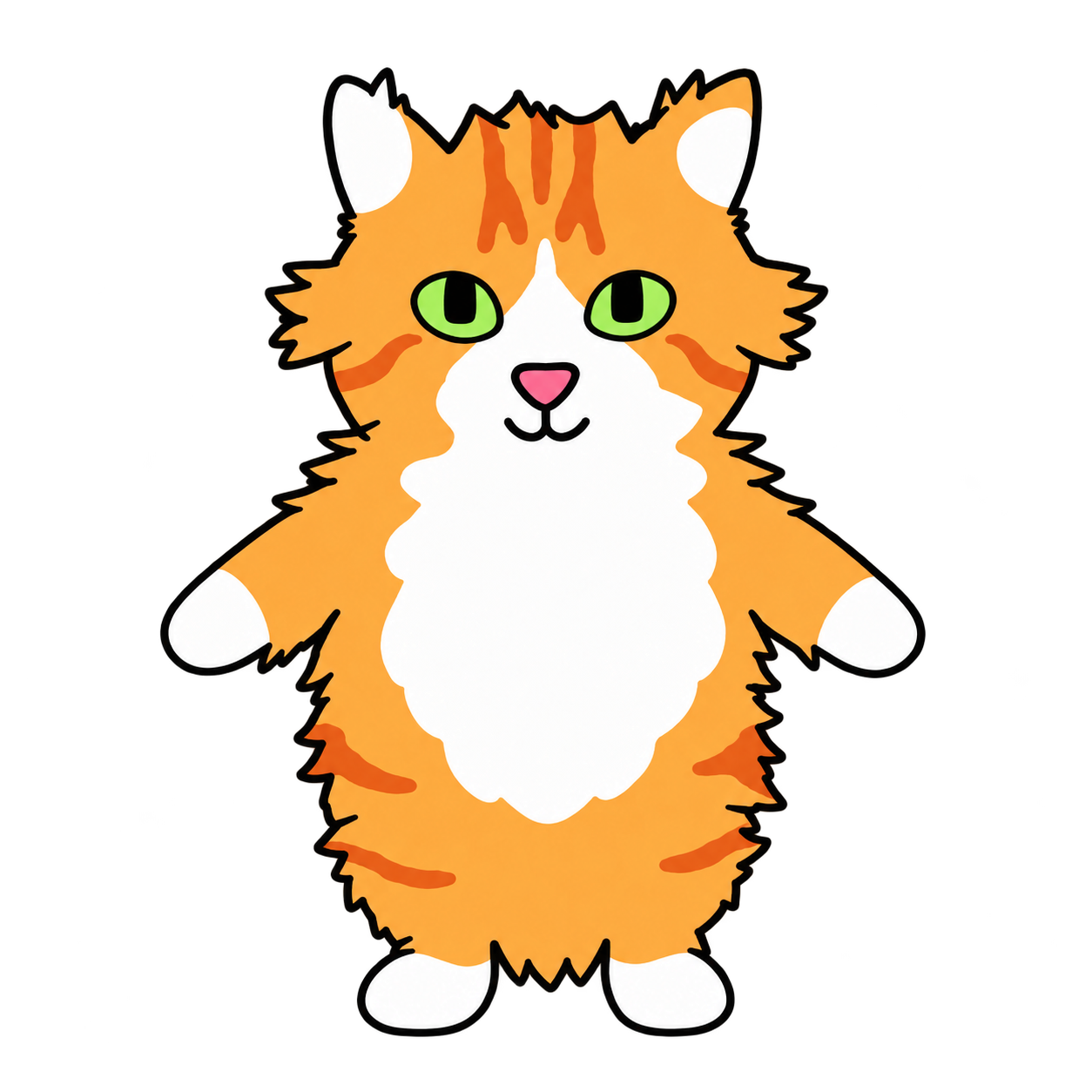 透明背景のオレンジ色の猫キャラクター、タマ